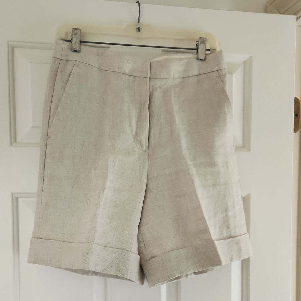 J. Crew Cream Bermuda Shorts Tailored Linen Blend